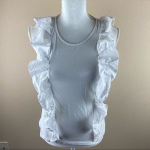Jcrew White Ruffle Top Sz XS